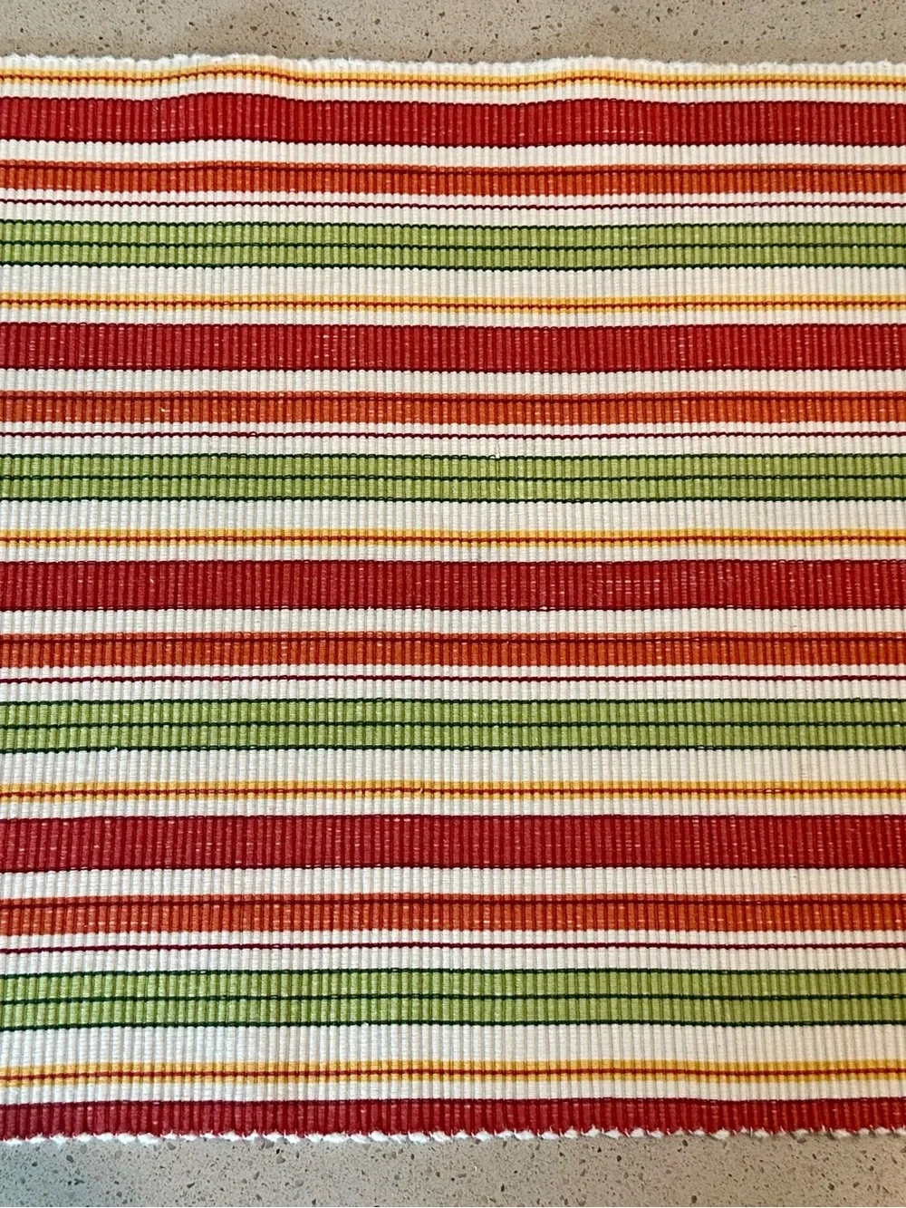 Striped Cotton Placemats Set Of 4 in Red, Green and Cream